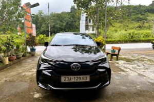 Toyota Vios 2025 rental car in Ha Giang, front view with number plate