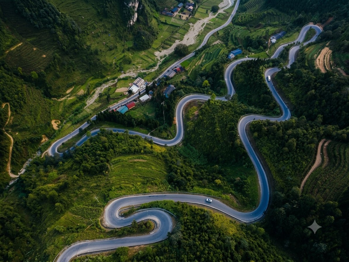 Bac Sum Pass switchbacks, one of the last Ha Giang Loop photo spots