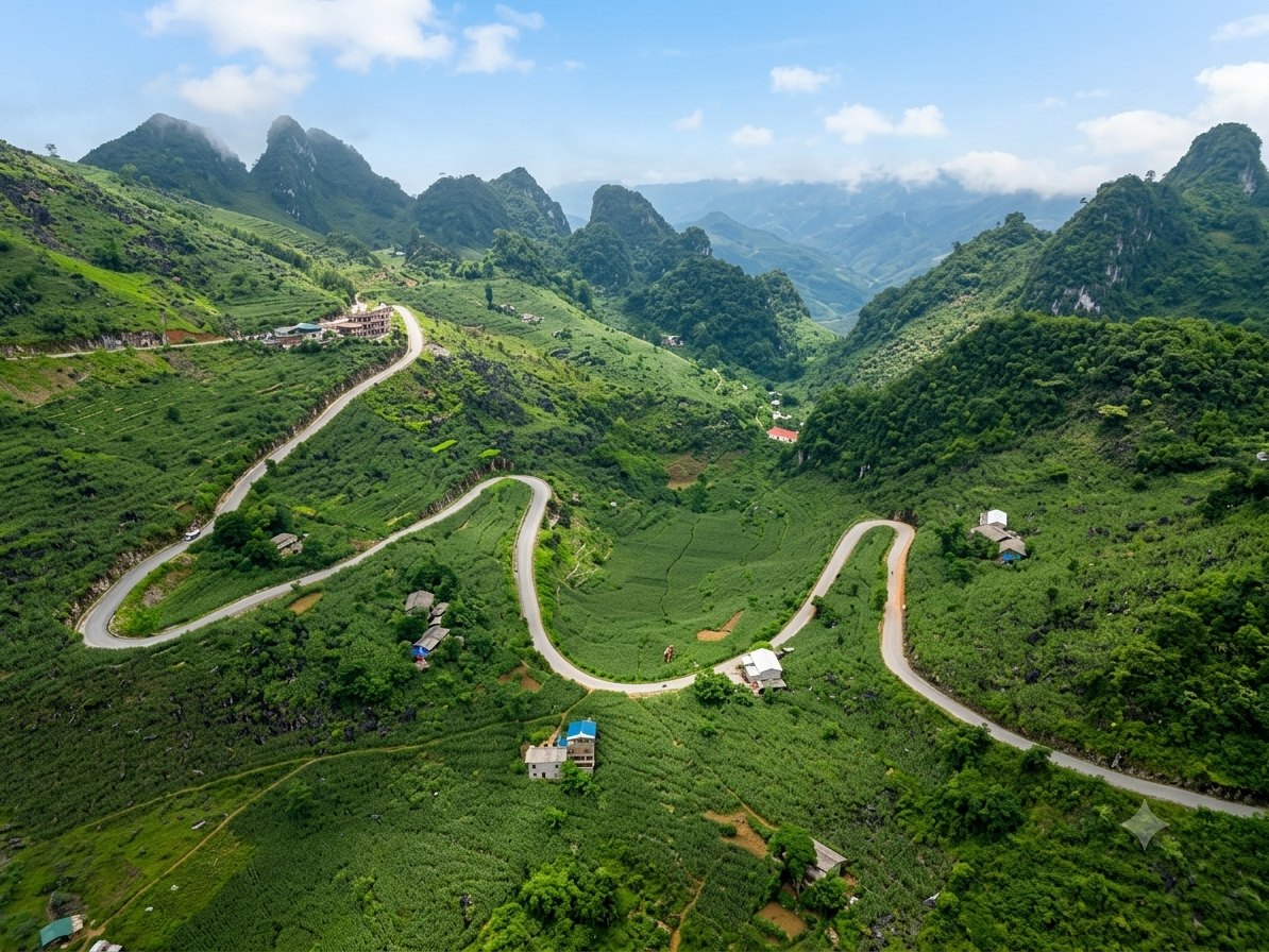 The M-shaped road near Meo Vac on the Ha Giang Loop
