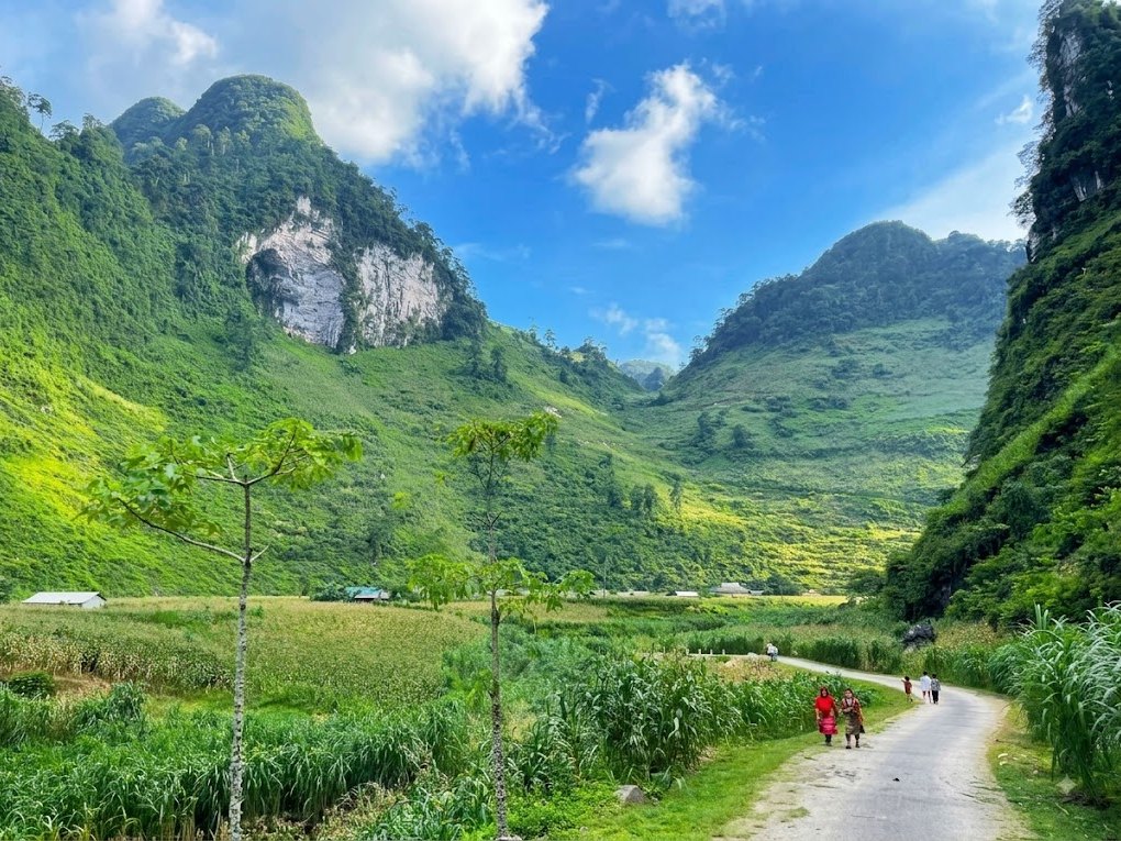 Empty village road in Duong Thuong valley, Ha Giang
