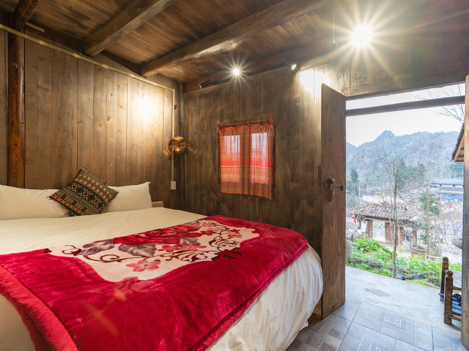 Private en-suite room at Doi Da Homestay in Lao Xa village on the Ha Giang Loop for seniors